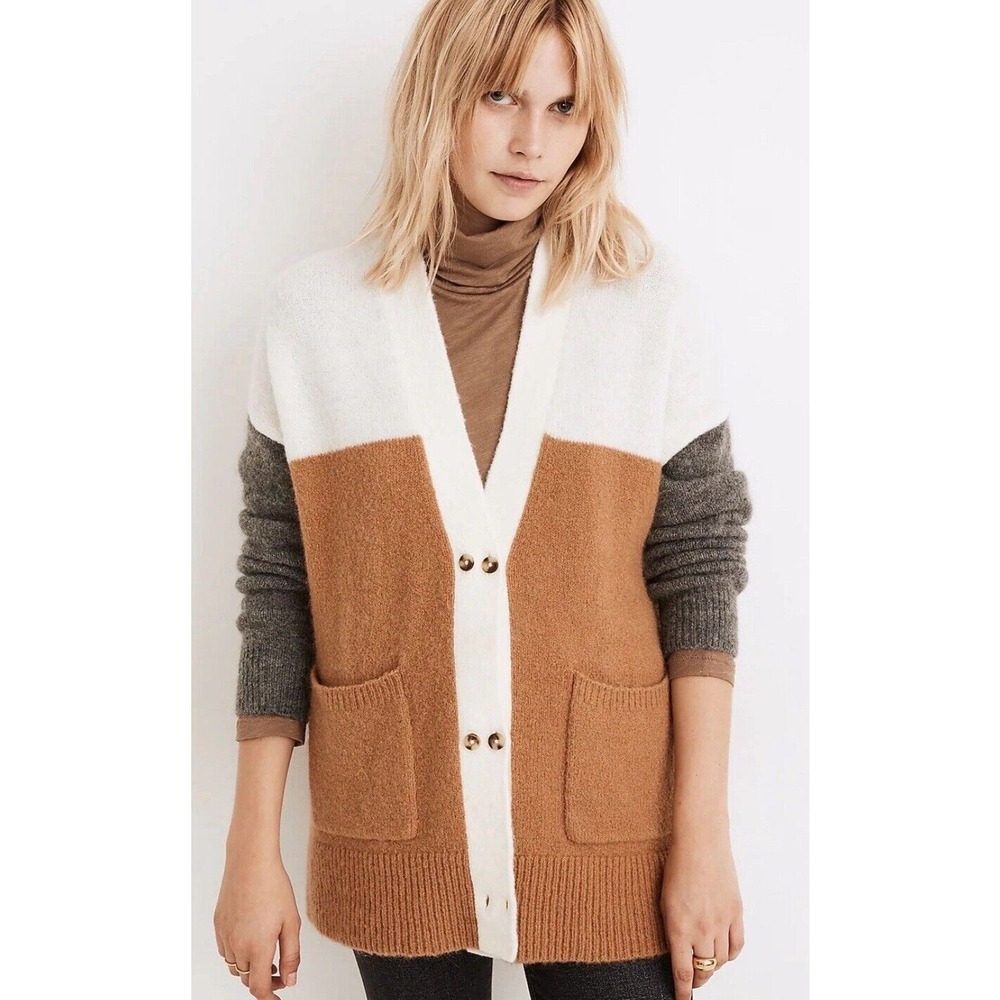Madewell Women's‎ Allston Double-Button Cardigan Sweater Colorblock Small EUC